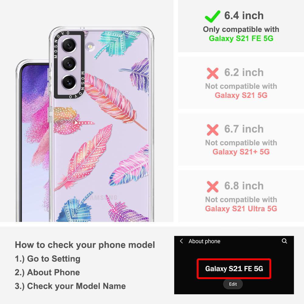 Boho Feather Phone Case - Samsung Galaxy S21 FE Case - MOSNOVO