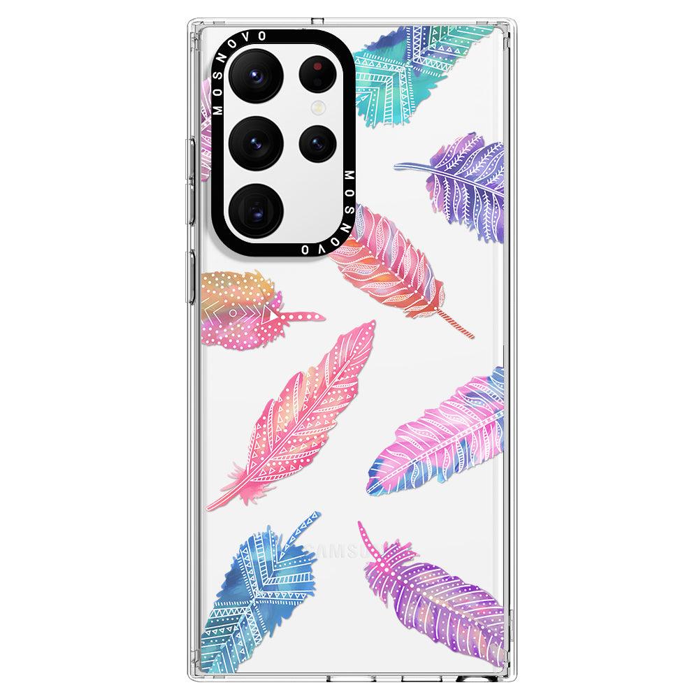 Boho Feather Phone Case - Samsung Galaxy S22 Ultra Case - MOSNOVO