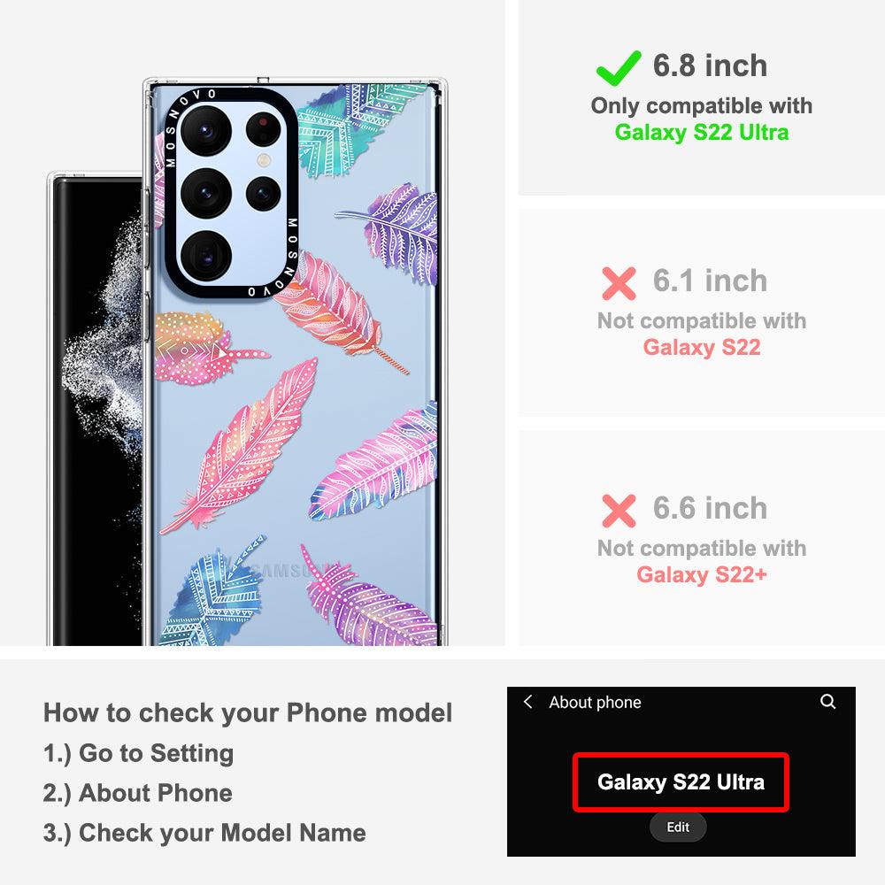 Boho Feather Phone Case - Samsung Galaxy S22 Ultra Case - MOSNOVO