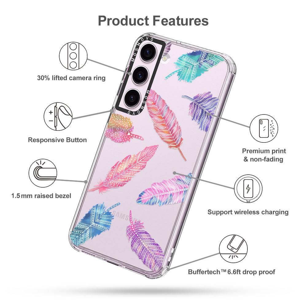Boho Feather Phone Case - Samsung Galaxy S23 Plus Case - MOSNOVO