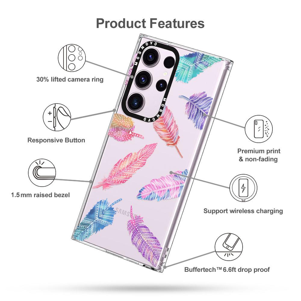 Boho Feather Phone Case - Samsung Galaxy S23 Ultra Case - MOSNOVO