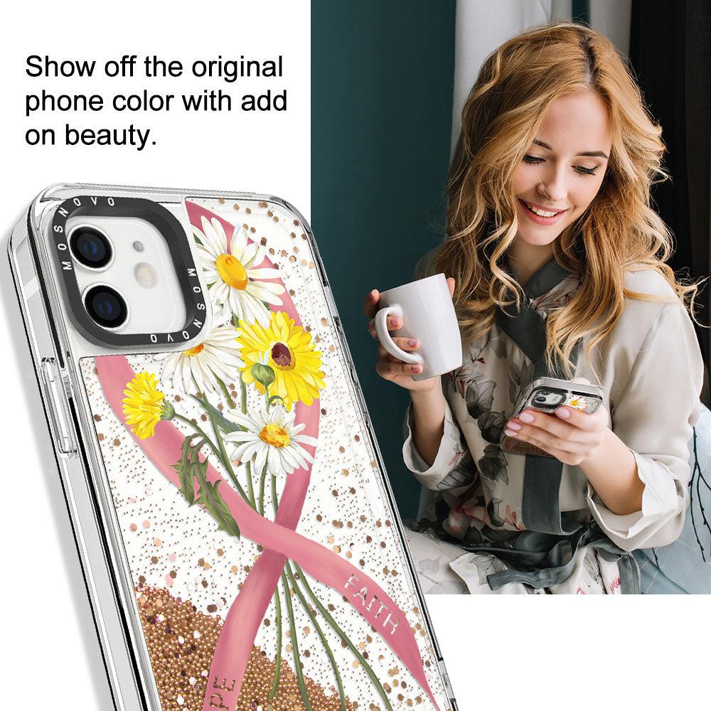 Breast Cancer Awareness Glitter Phone Case - iPhone 12 Case - MOSNOVO