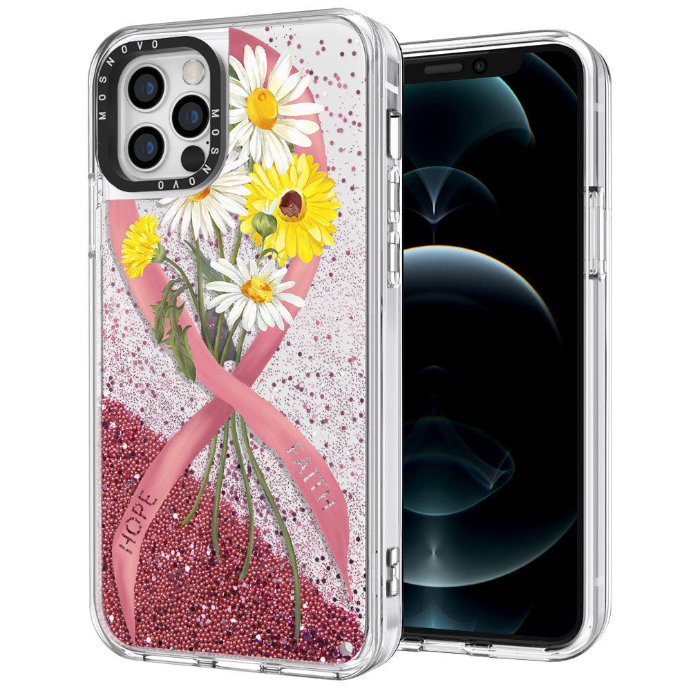 Breast Cancer Awareness Glitter Phone Case - iPhone 12 Pro Case - MOSNOVO