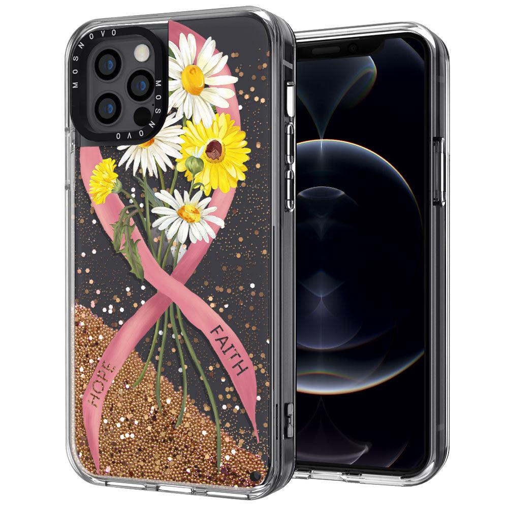 Breast Cancer Awareness Glitter Phone Case - iPhone 12 Pro Case - MOSNOVO
