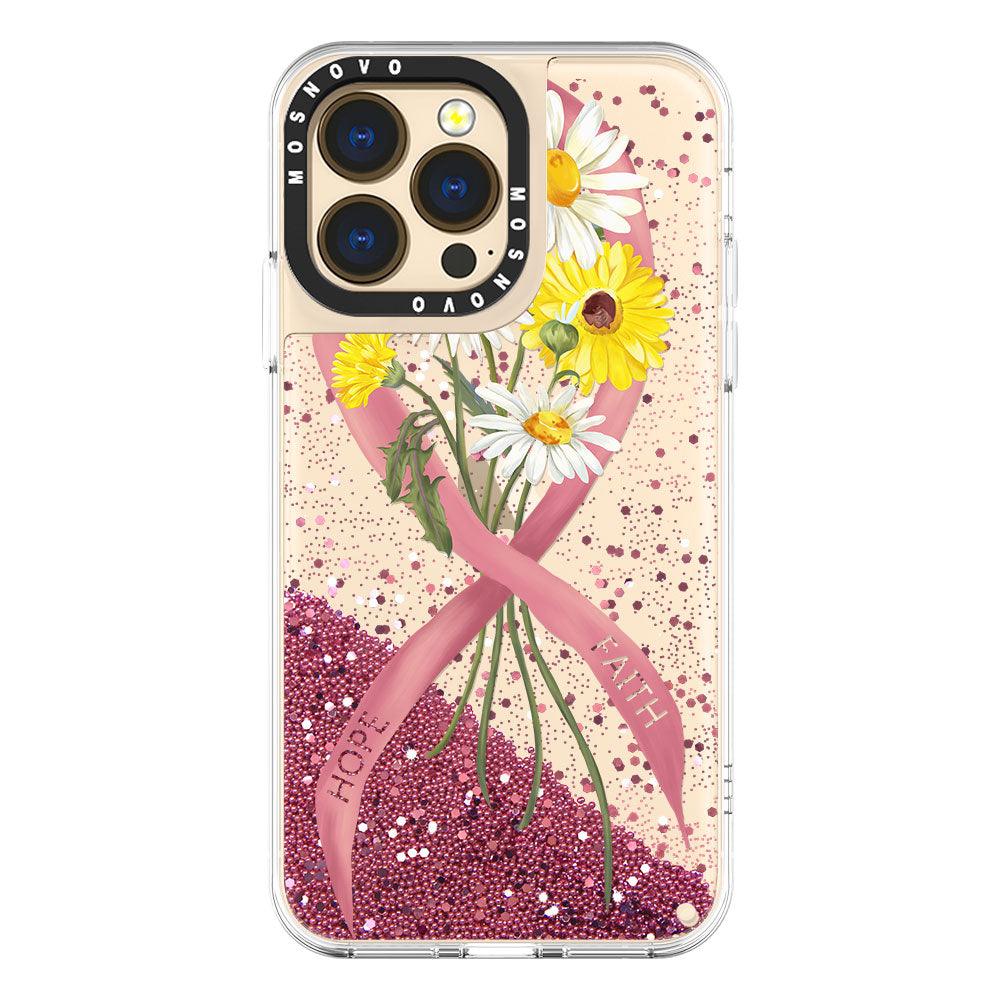 Breast Cancer Awareness Glitter Phone Case - iPhone 13 Pro Case - MOSNOVO