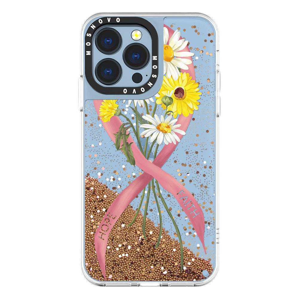 Breast Cancer Awareness Glitter Phone Case - iPhone 13 Pro Case - MOSNOVO
