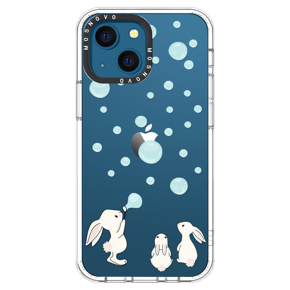 Bunny Blow Bubble Phone Case - iPhone 13 Mini Case - MOSNOVO