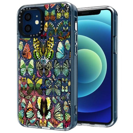 Butterflies Glitter Phone Case - iPhone 12 Mini Case - MOSNOVO
