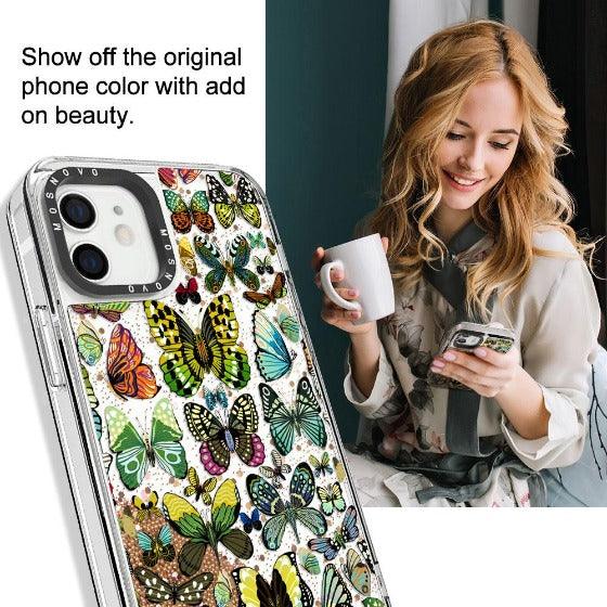 Butterflies Glitter Phone Case - iPhone 12 Mini Case - MOSNOVO
