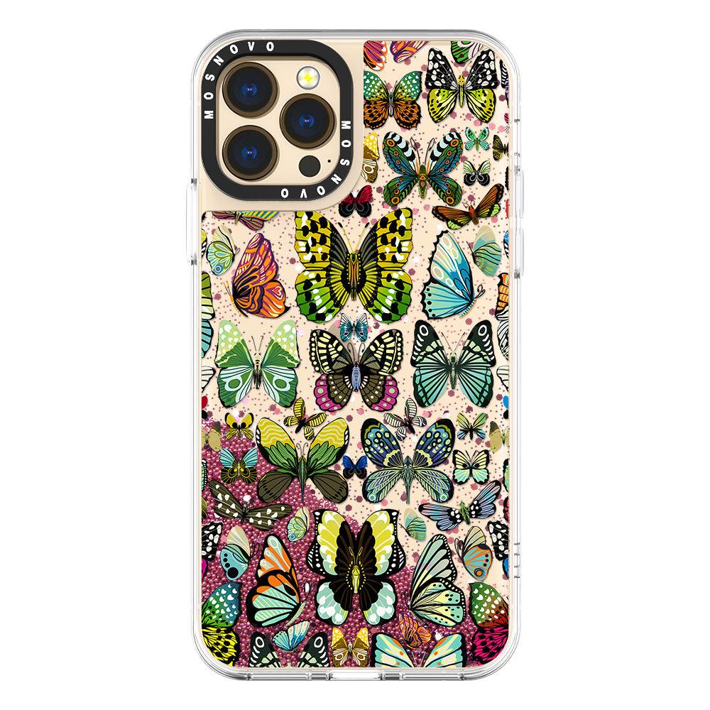 Butterflies Glitter Phone Case - iPhone 13 Pro Max Case - MOSNOVO