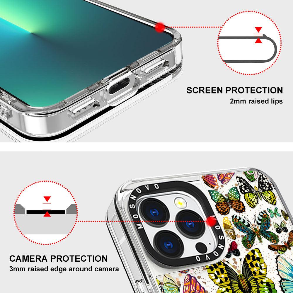 Butterflies Glitter Phone Case - iPhone 13 Pro Max Case - MOSNOVO