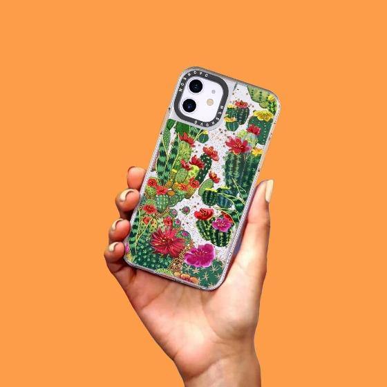 Cactus Botany Glitter Phone Case - iPhone 11 Case - MOSNOVO