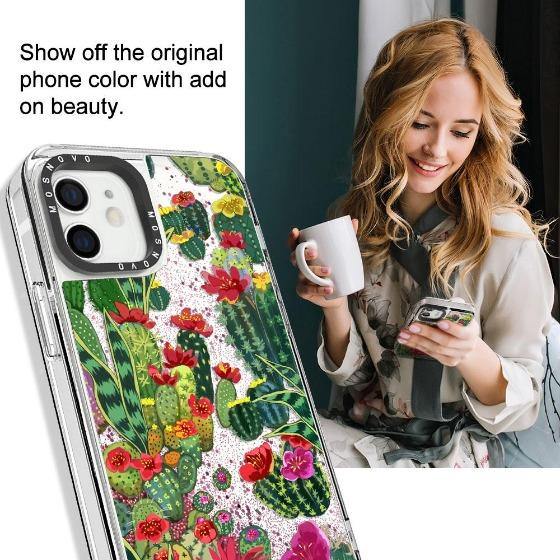 Cactus Botany Glitter Phone Case - iPhone 12 Case - MOSNOVO