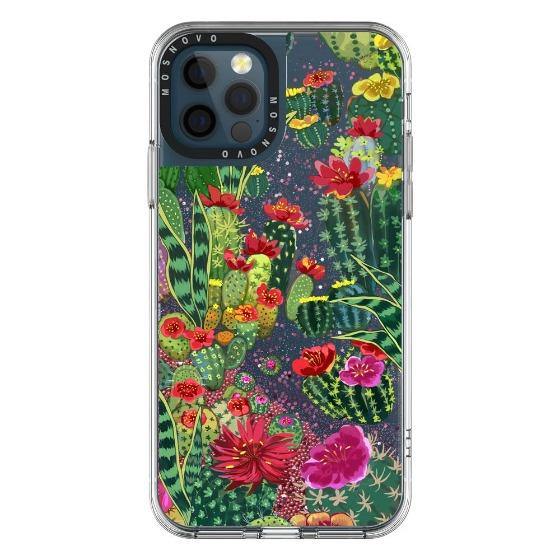 Cactus Botany Glitter Phone Case - iPhone 12 Pro Case - MOSNOVO