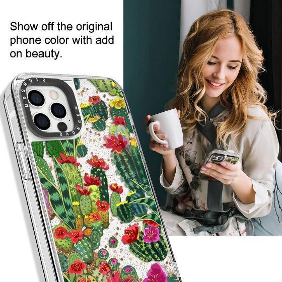 Cactus Botany Glitter Phone Case - iPhone 12 Pro Max Case - MOSNOVO