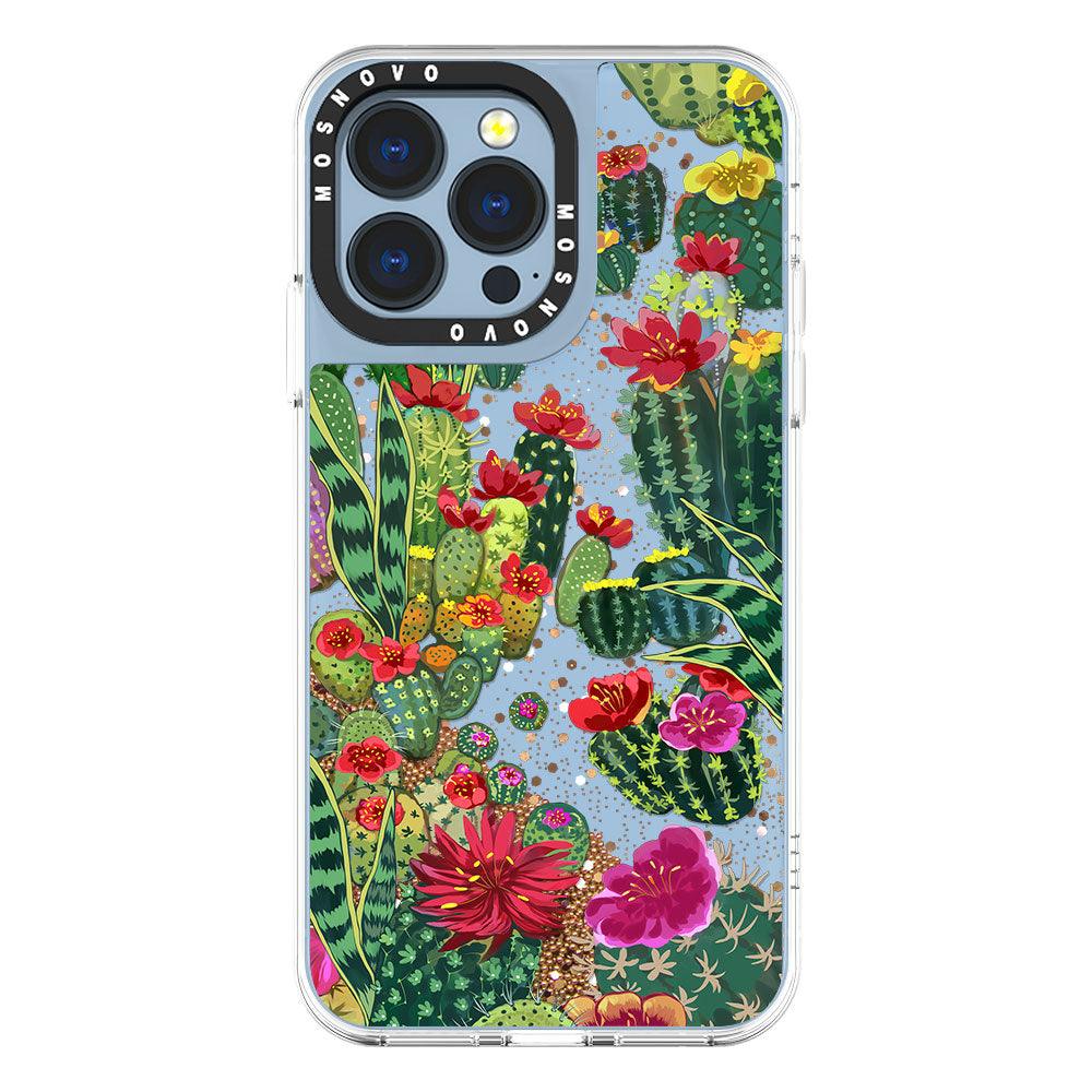 Cactus Botany Glitter Phone Case - iPhone 13 Pro Case - MOSNOVO