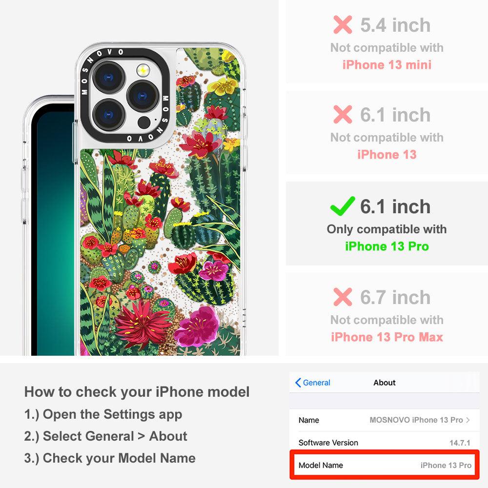 Cactus Botany Glitter Phone Case - iPhone 13 Pro Case - MOSNOVO