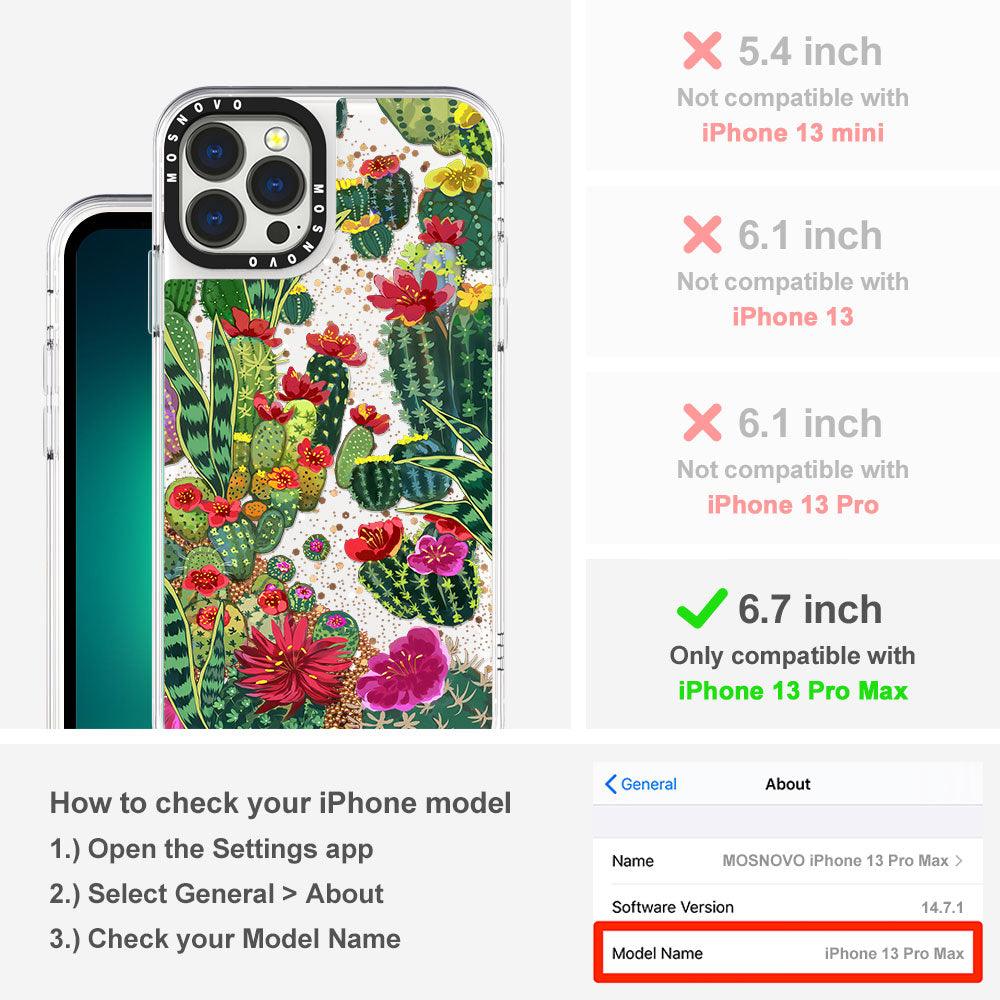 Cactus Botany Glitter Phone Case - iPhone 13 Pro Max Case - MOSNOVO