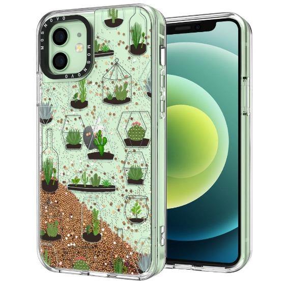Cactus Plant Glitter Phone Case - iPhone 12 Mini Case - MOSNOVO