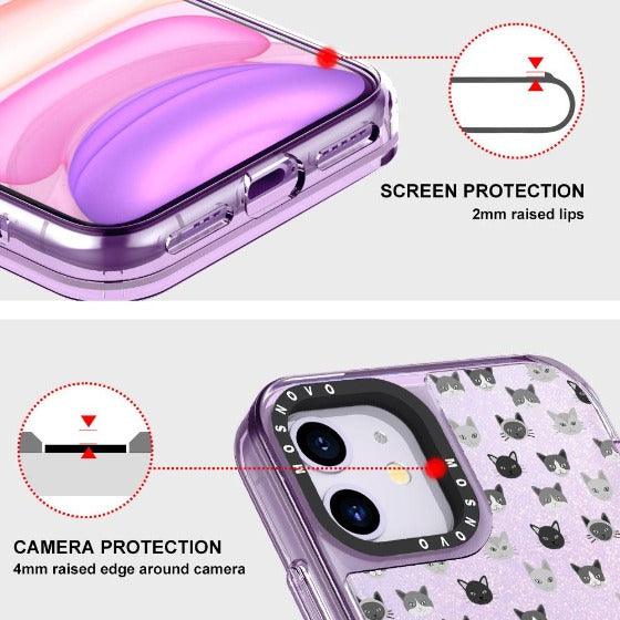 Cats Head Glitter Phone Case - iPhone 11 Case - MOSNOVO