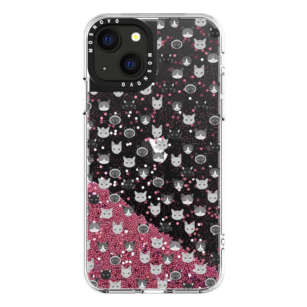 Cats Head Glitter Phone Case - iPhone 13 Case - MOSNOVO