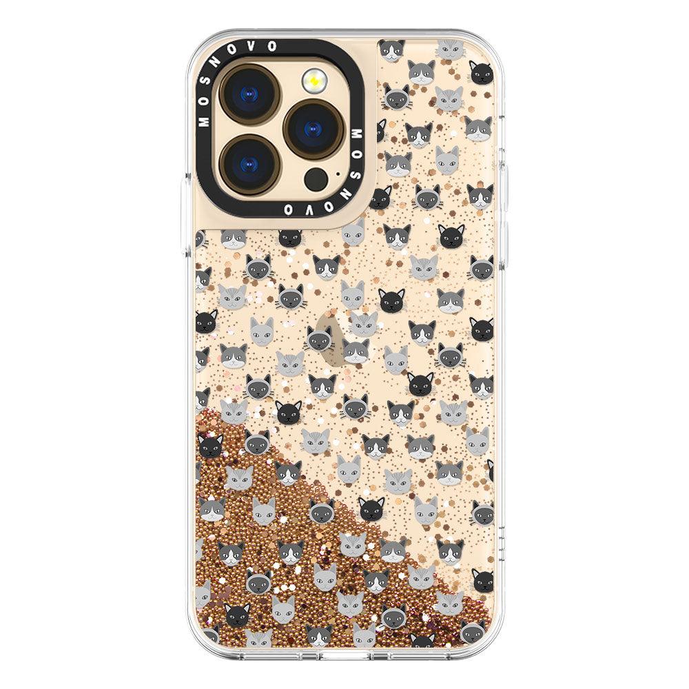 Cats Head Glitter Phone Case - iPhone 13 Pro Case - MOSNOVO