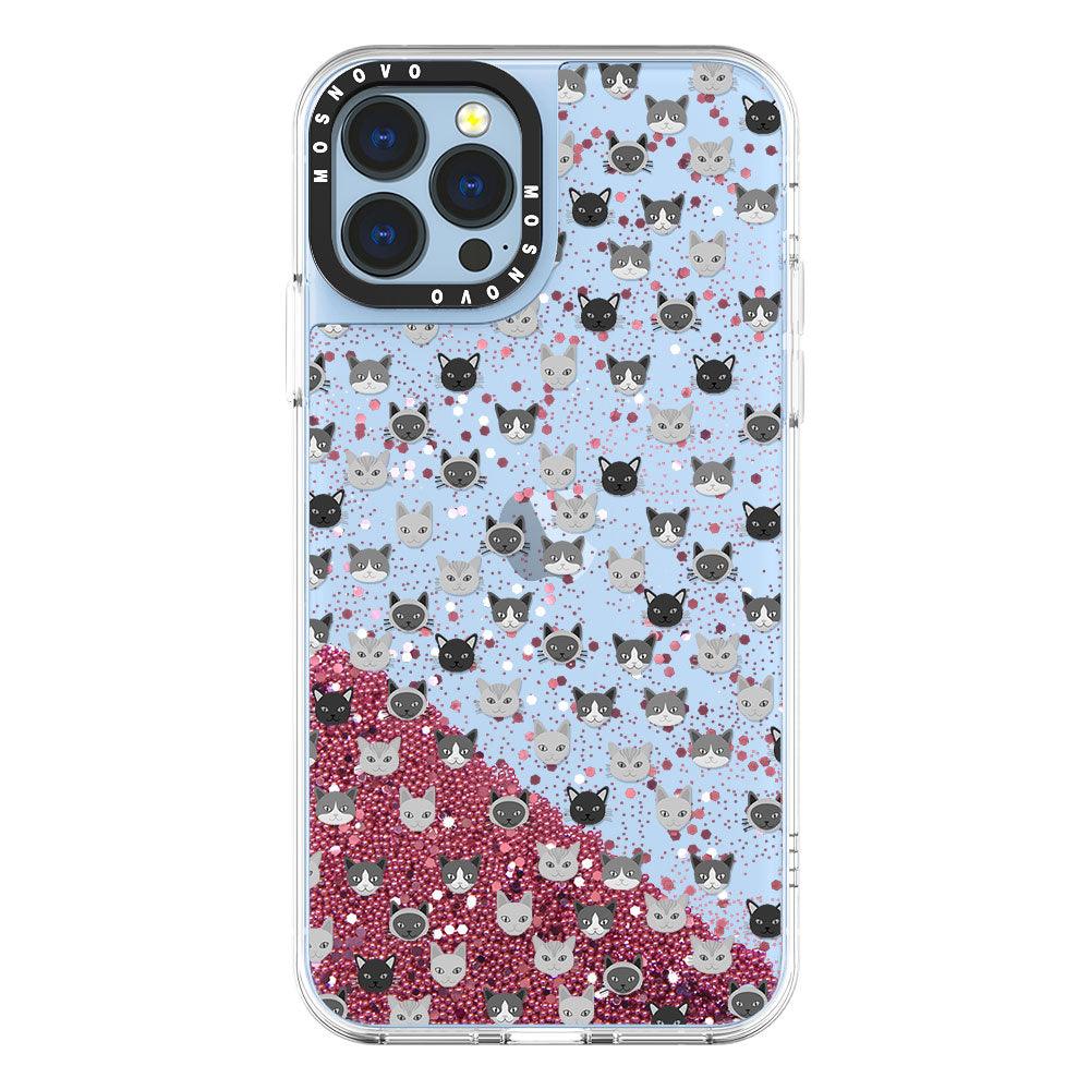 Cats Head Glitter Phone Case - iPhone 13 Pro Max Case - MOSNOVO
