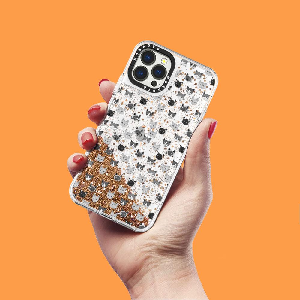 Cats Head Glitter Phone Case - iPhone 13 Pro Max Case - MOSNOVO