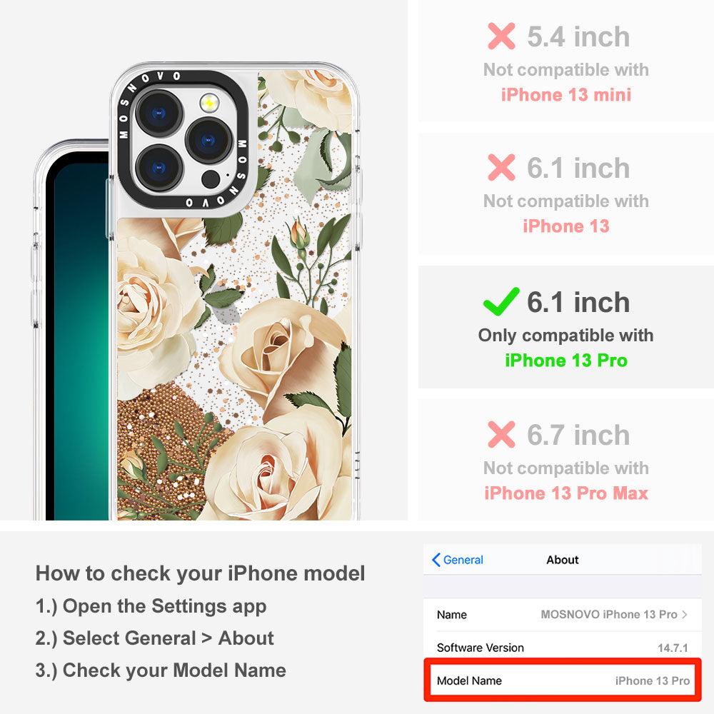 Champagne Roses Glitter Phone Case - iPhone 13 Pro Case - MOSNOVO