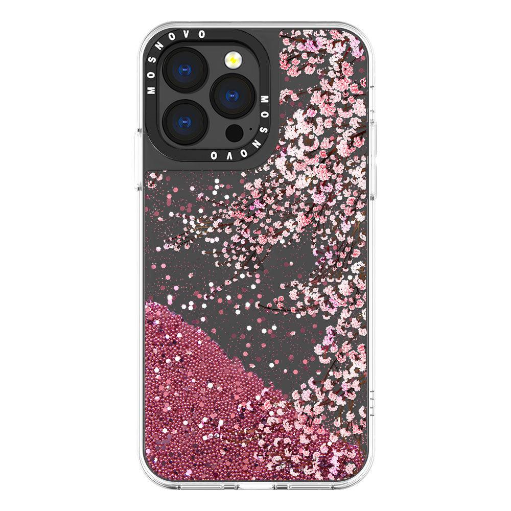 Cherry Blossoms Glitter Phone Case - iPhone 13 Pro Case - MOSNOVO