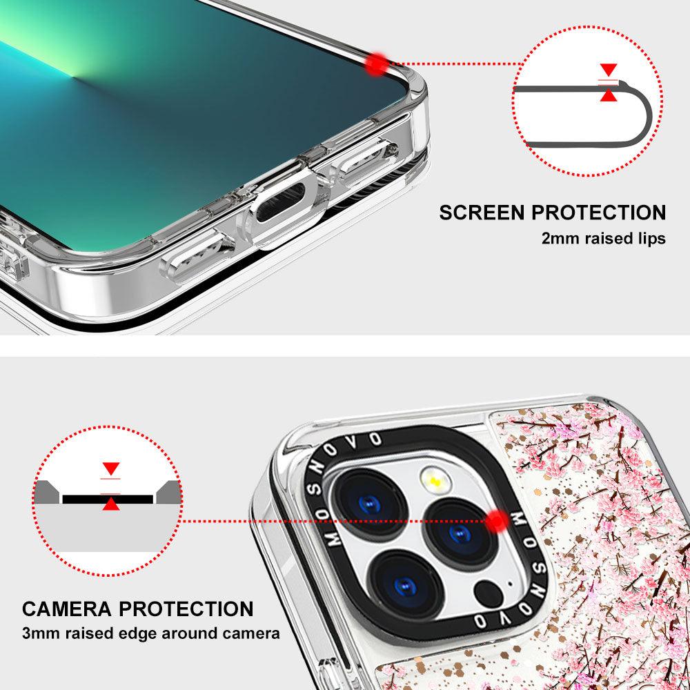 Cherry Blossoms Glitter Phone Case - iPhone 13 Pro Case - MOSNOVO