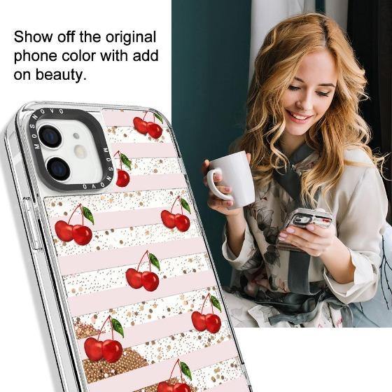 Cherry Glitter Phone Case - iPhone 12 Mini Case - MOSNOVO