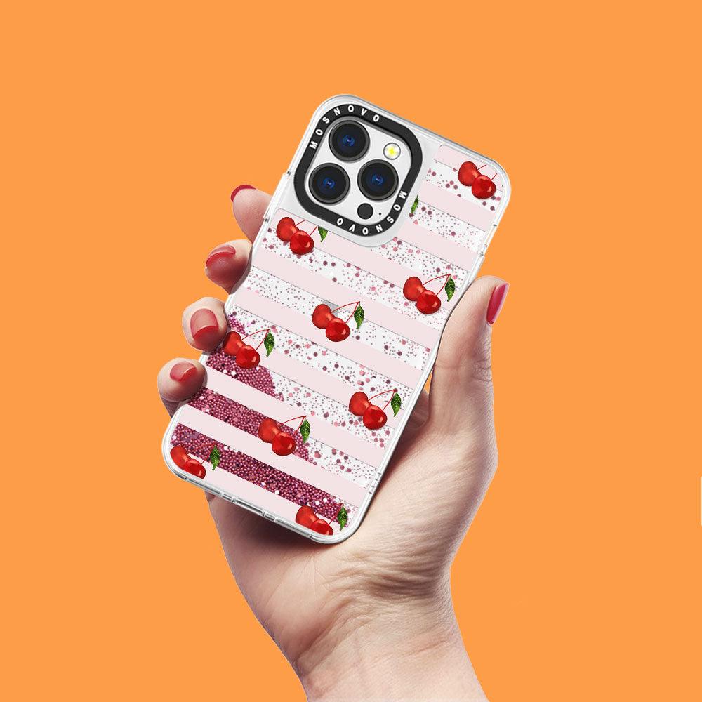 Cherry Glitter Phone Case - iPhone 13 Pro Case - MOSNOVO