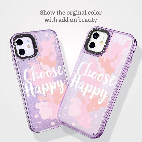Choose Happy Glitter Phone Case - iPhone 11 Case - MOSNOVO