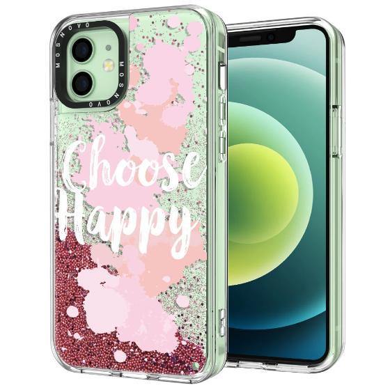 Choose Happy Glitter Phone Case - iPhone 12 Mini Case - MOSNOVO