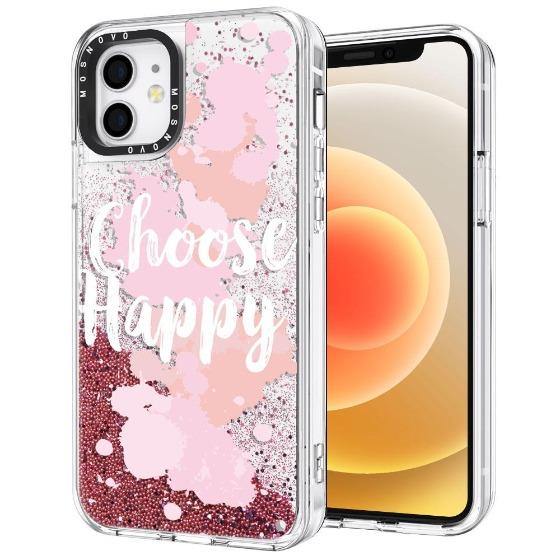 Choose Happy Glitter Phone Case - iPhone 12 Mini Case - MOSNOVO