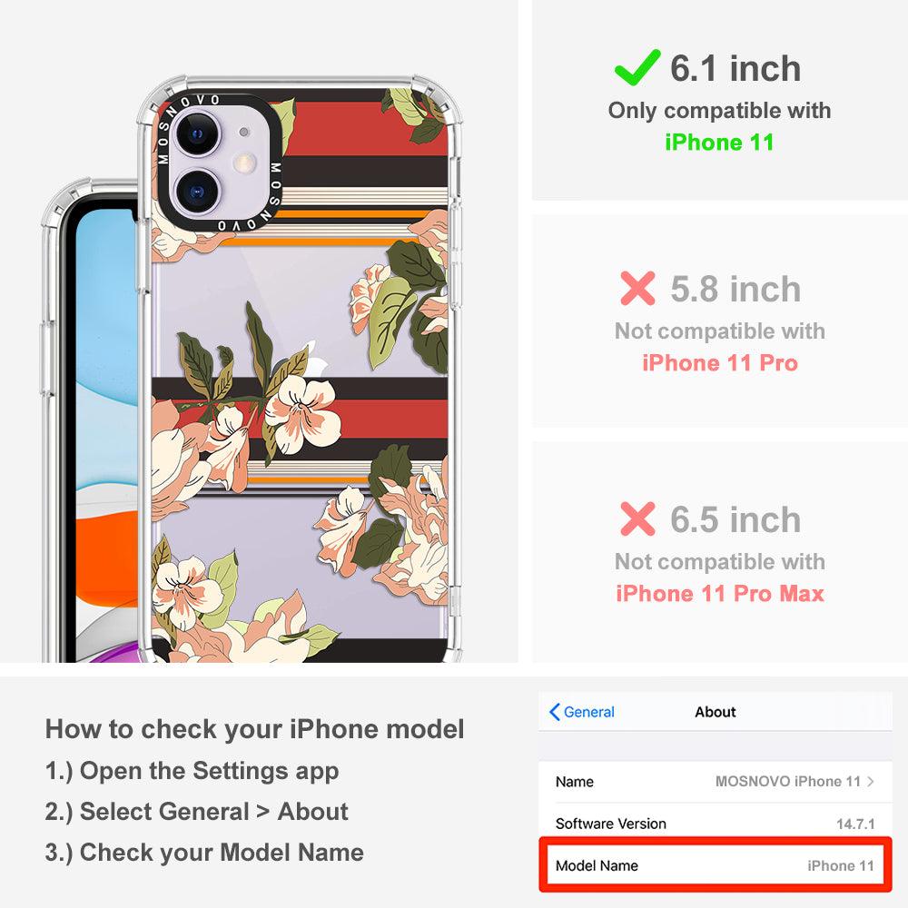 Classic Stripe Floral Phone Case - iPhone 11 Case - MOSNOVO
