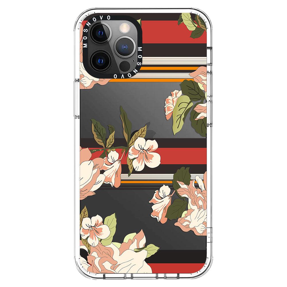 Classic Stripe Floral Phone Case - iPhone 12 Pro Case - MOSNOVO
