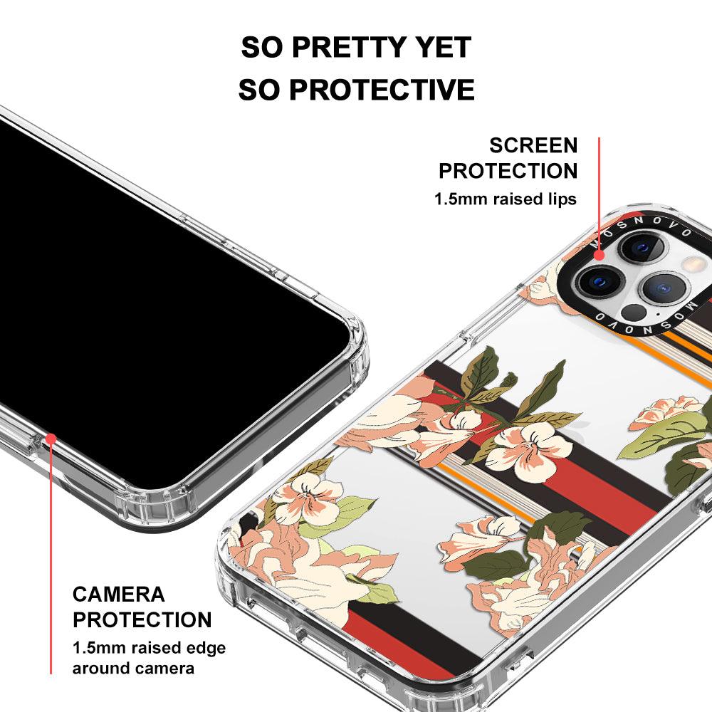 Classic Stripe Floral Phone Case - iPhone 12 Pro Max Case - MOSNOVO