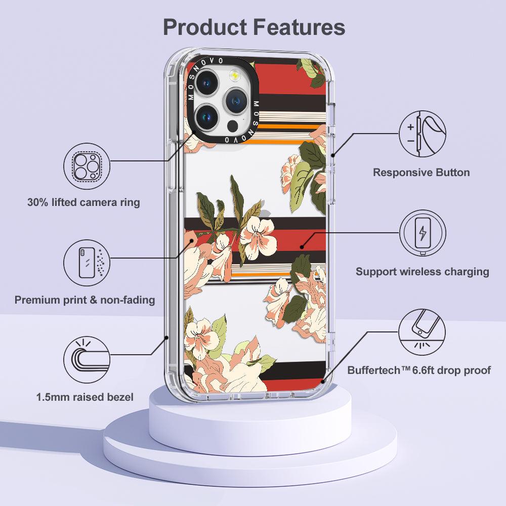 Classic Stripe Floral Phone Case - iPhone 12 Pro Max Case - MOSNOVO