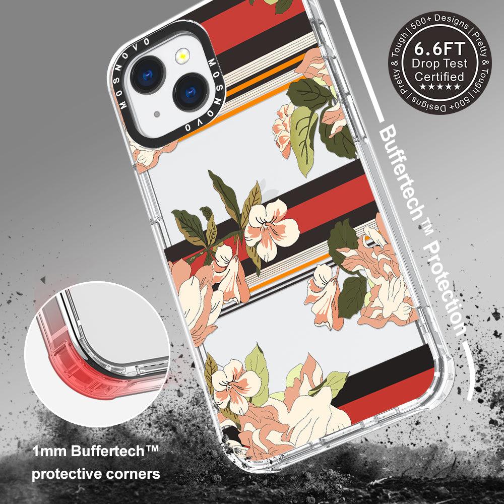 Classic Stripe Floral Phone Case - iPhone 13 Mini Case - MOSNOVO