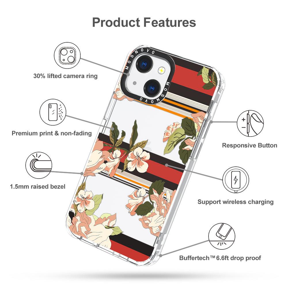 Classic Stripe Floral Phone Case - iPhone 13 Mini Case - MOSNOVO