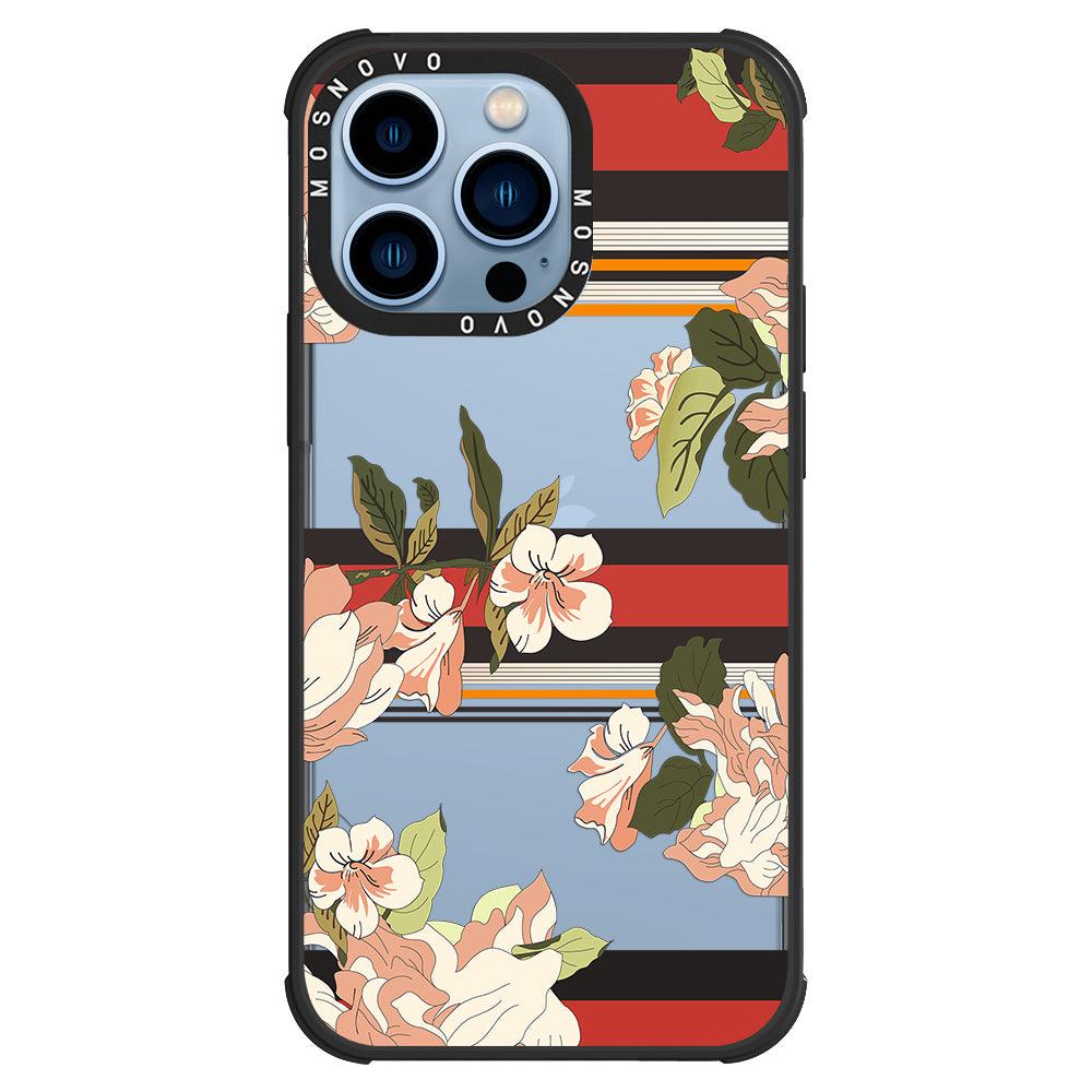 Classic Stripe Floral Phone Case - iPhone 13 Pro Case - MOSNOVO