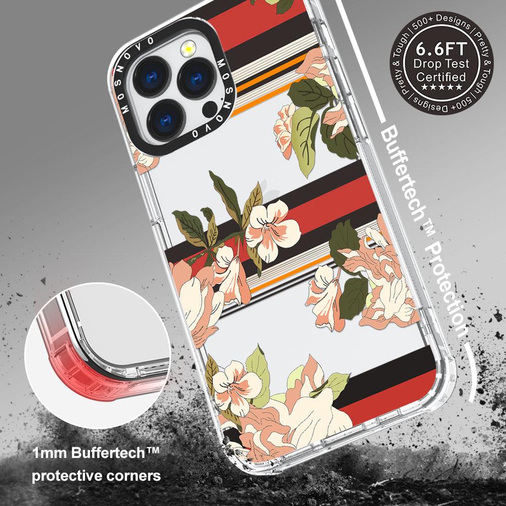 Classic Stripe Floral Phone Case - iPhone 13 Pro Case - MOSNOVO