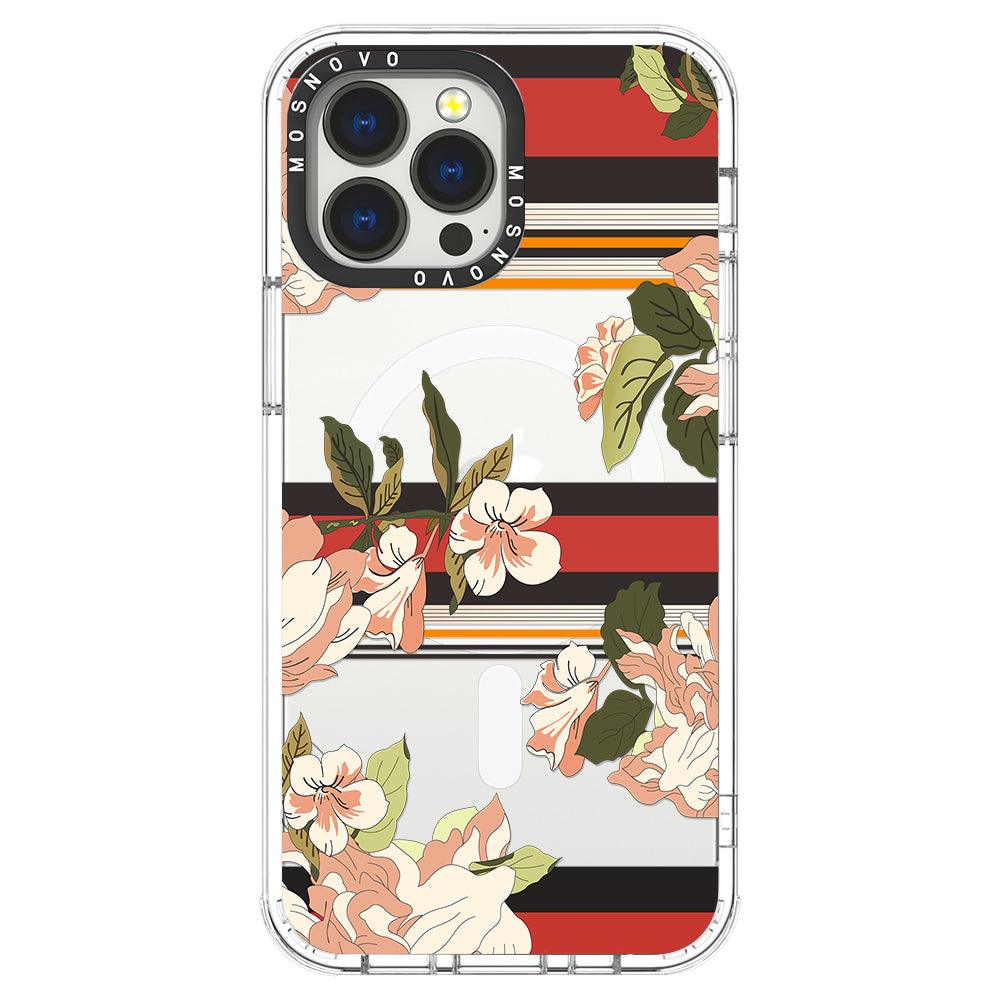 Classic Stripe Floral Phone Case - iPhone 13 Pro Max Case - MOSNOVO