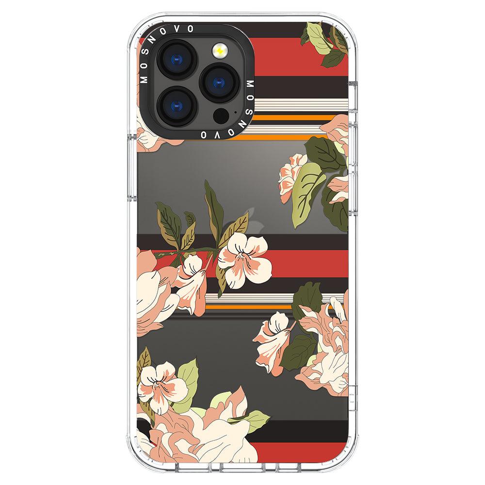 Classic Stripe Floral Phone Case - iPhone 13 Pro Max Case - MOSNOVO