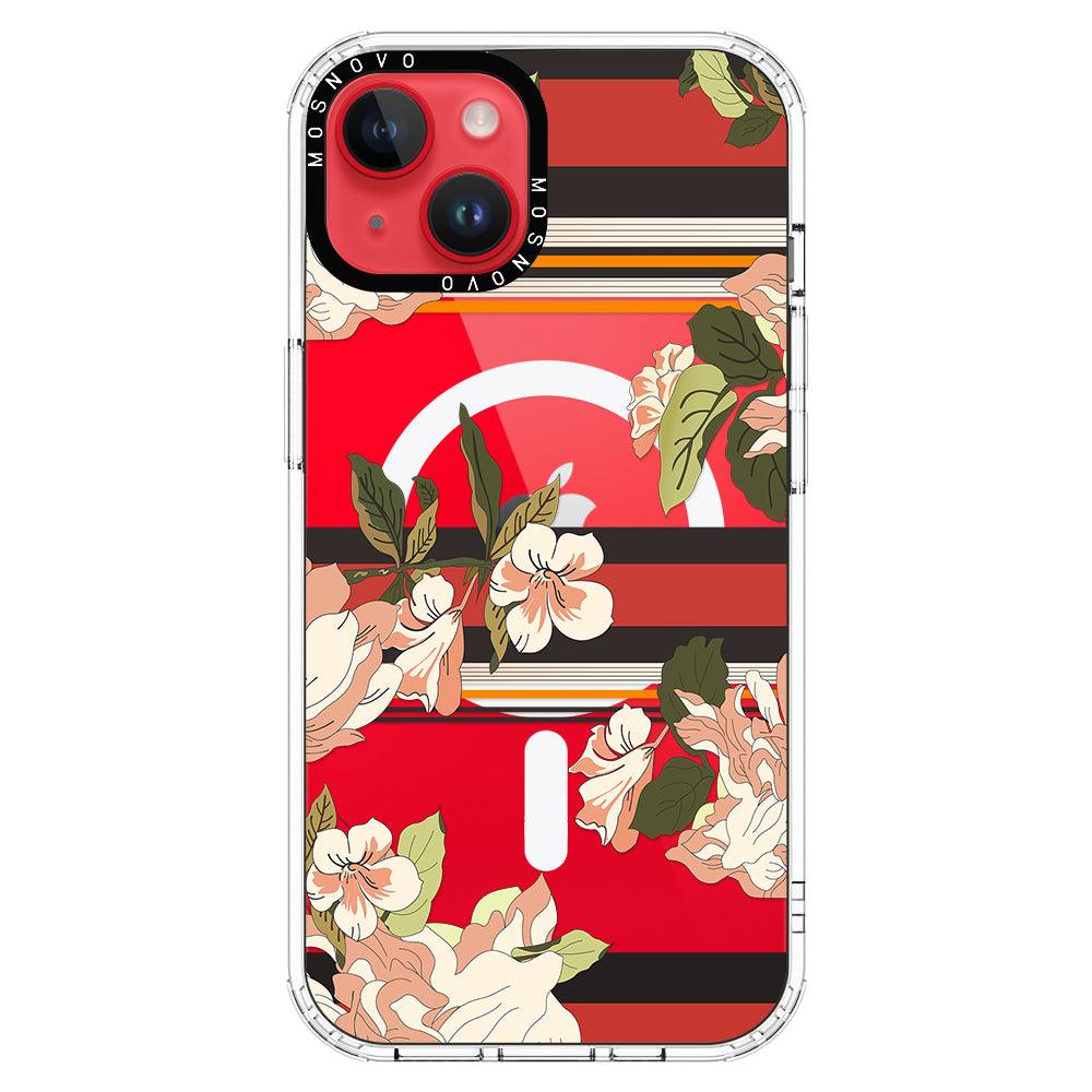 Classic Stripe Floral Phone Case - iPhone 14 Plus Case - MOSNOVO