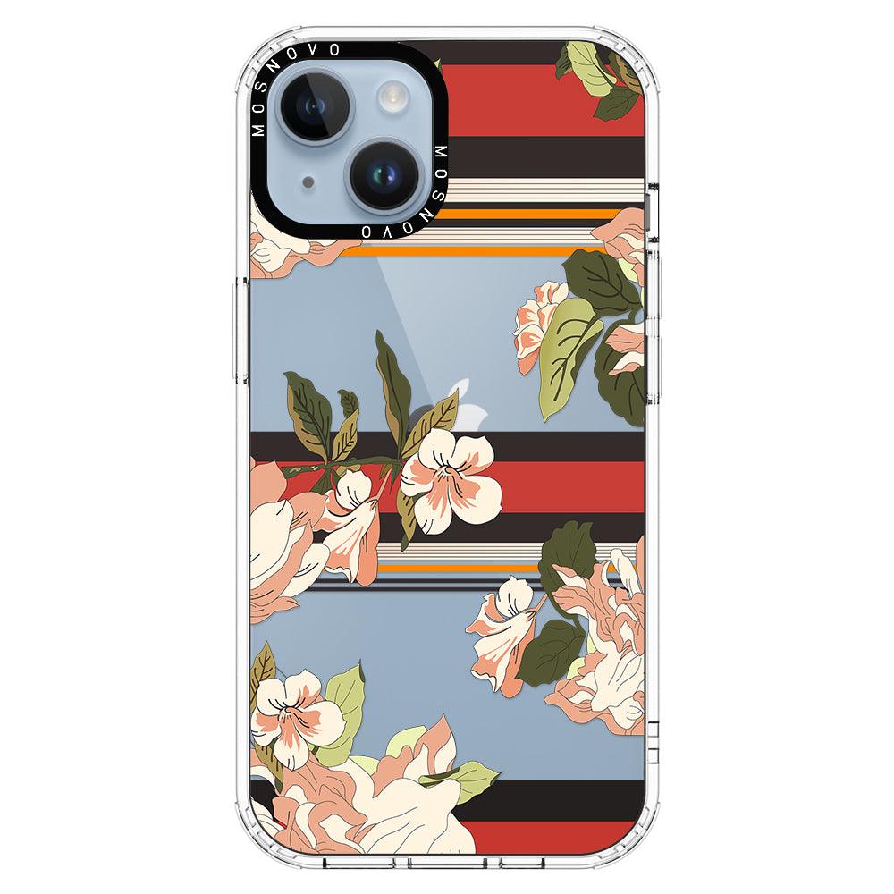 Classic Stripe Floral Phone Case - iPhone 14 Plus Case - MOSNOVO