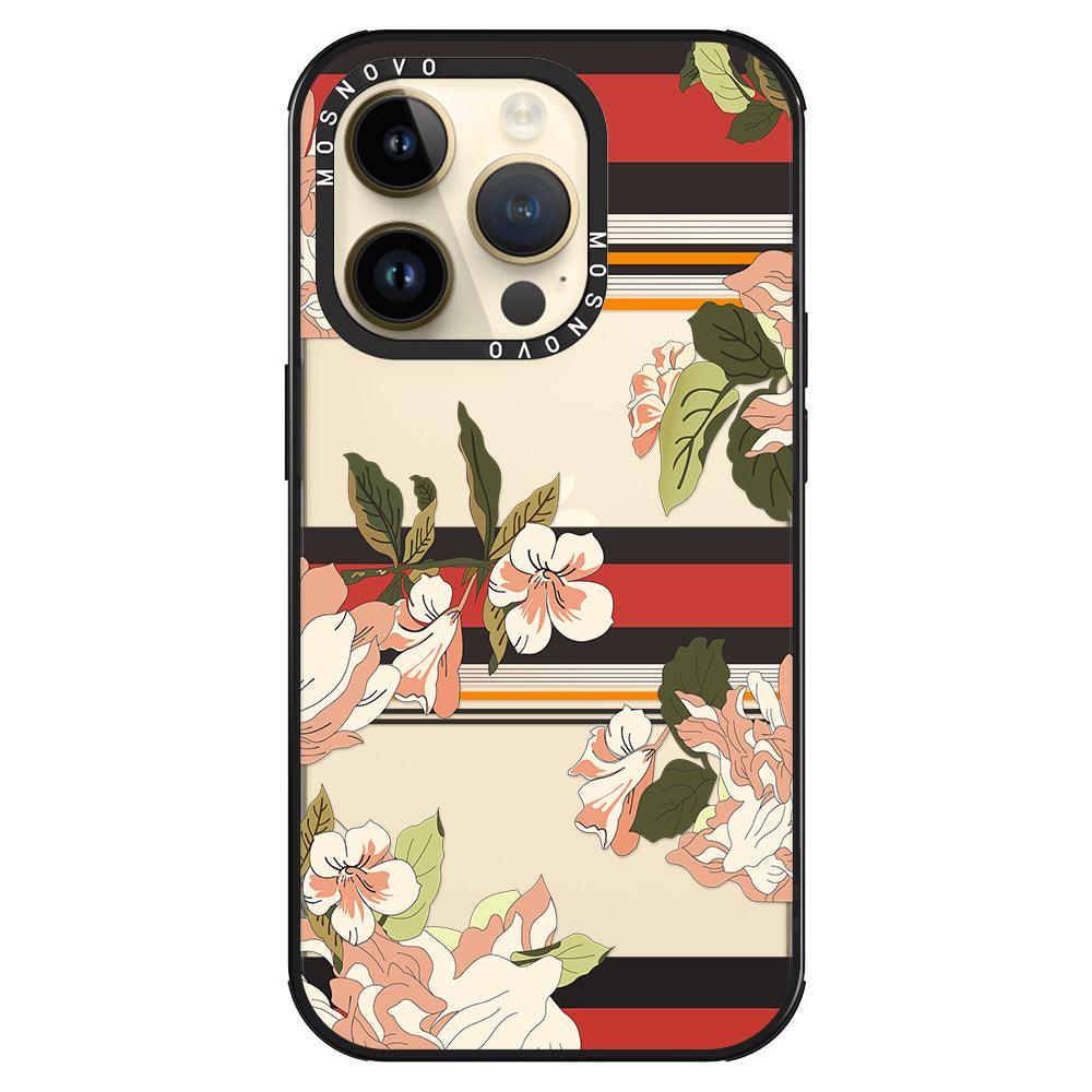 Classic Stripe Floral Phone Case - iPhone 14 Pro Case - MOSNOVO