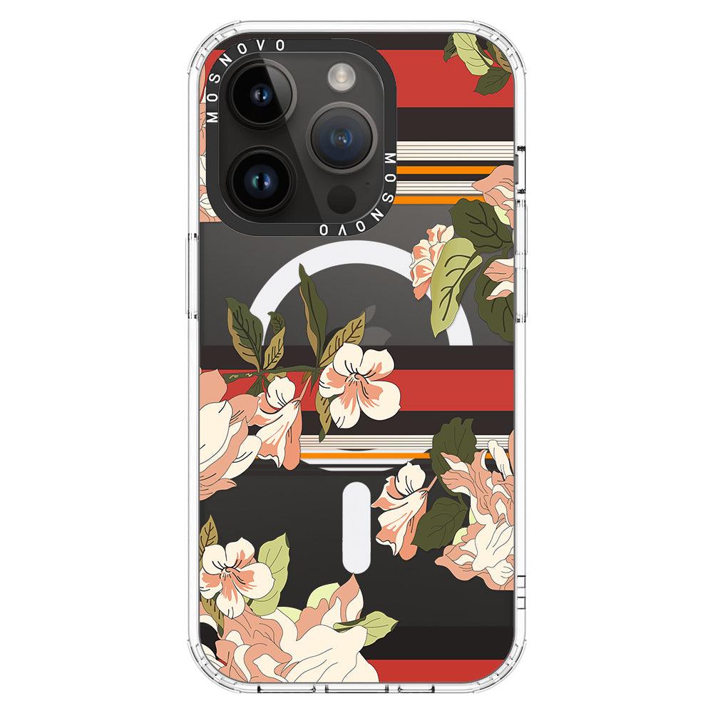 Classic Stripe Floral Phone Case - iPhone 14 Pro Case - MOSNOVO